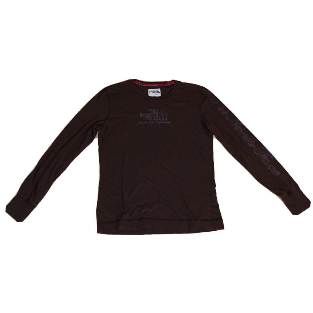 The North Face Men Medium T-Shirt Brown Long Sleeve Round Neck Classic‎ Fit